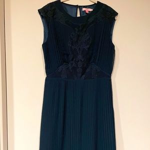 TED BAKER Dark Green Pleated Dress